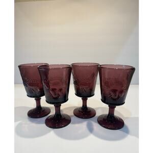L.G. Wright Amethyst Strawberry & Current Wine/Water Goblets (set of 4)